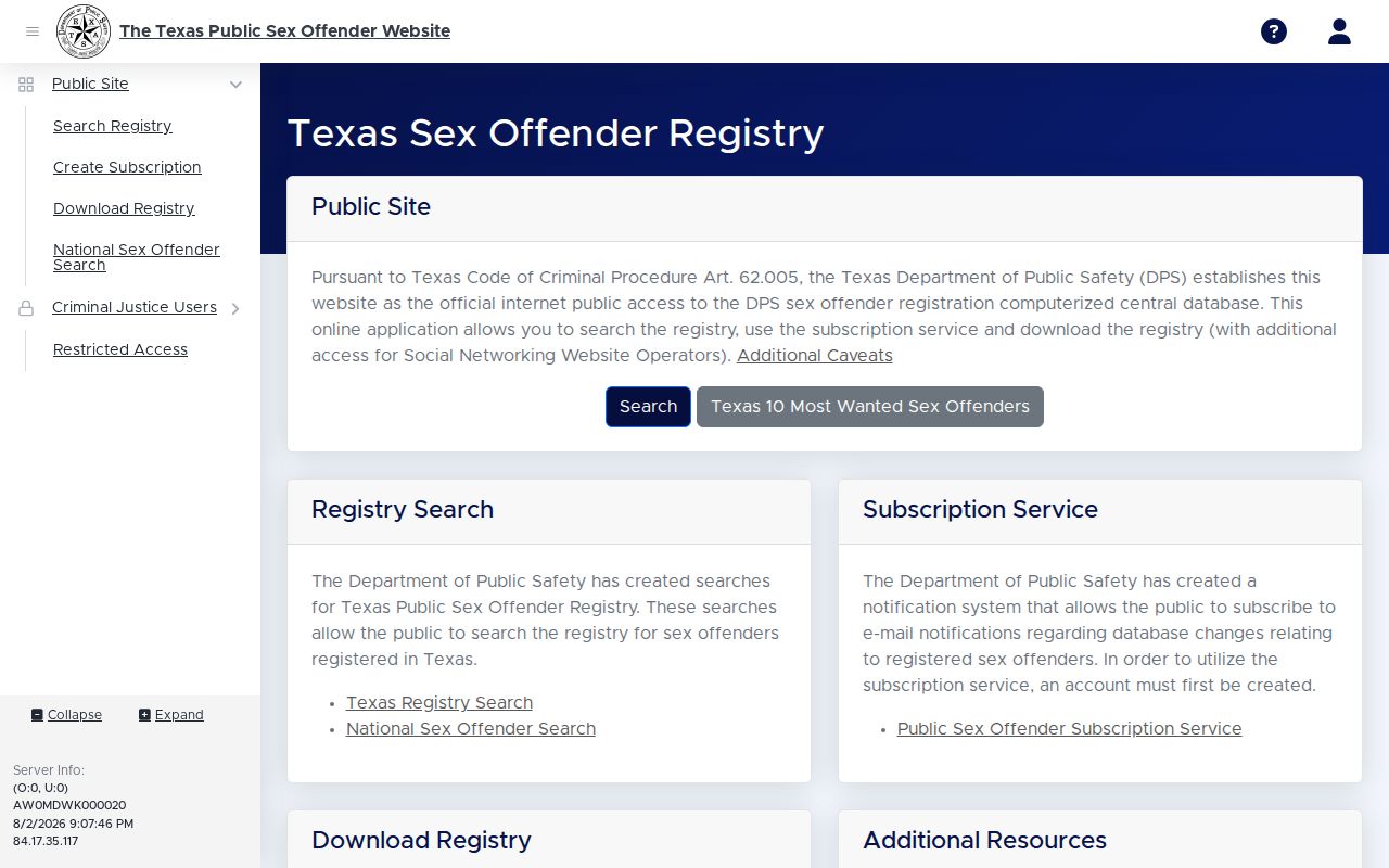 Texas DPS registry photo and status search for San Jacinto County records